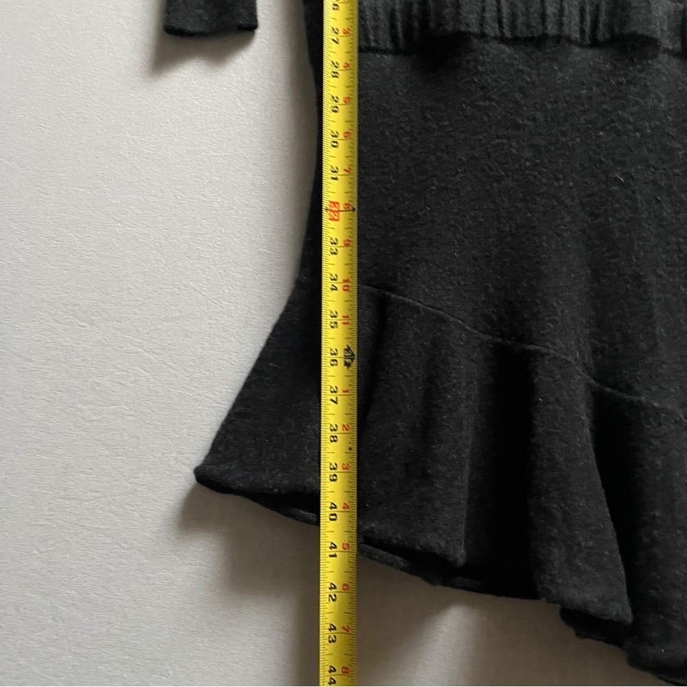 AllSaints Hava Black Wool Cashmere Asymmetrical Ruffle Turtleneck Dress Size S - Picture 10 of 10